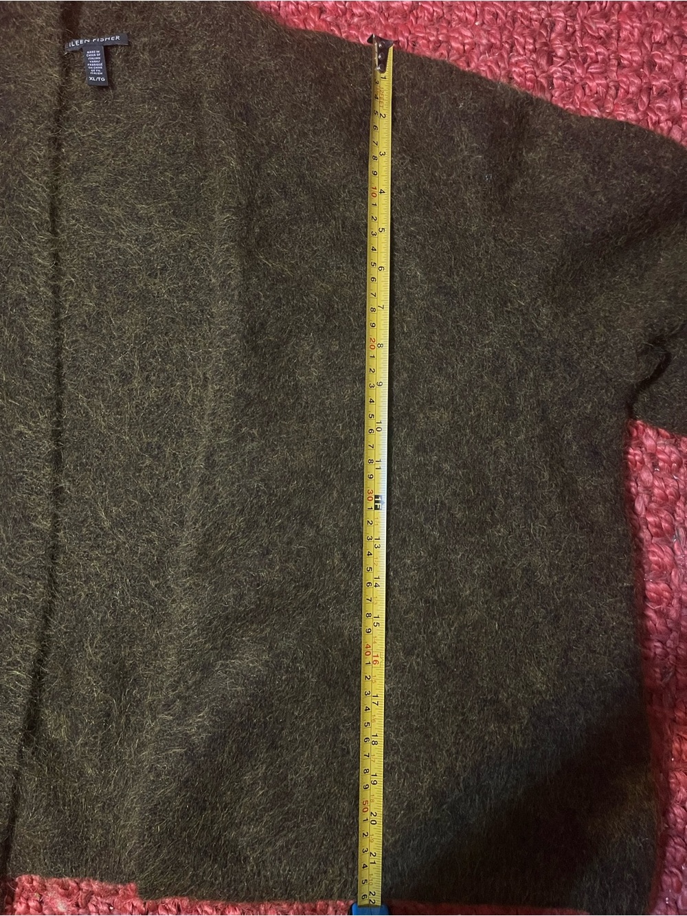 Eileen Fisher Mohair Plush Melange Cardigan Open Front Olive Green Size XL - Picture 11 of 12